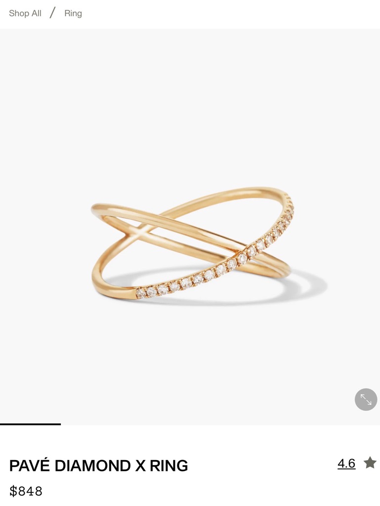 Gold Pav Diamond X Ring
